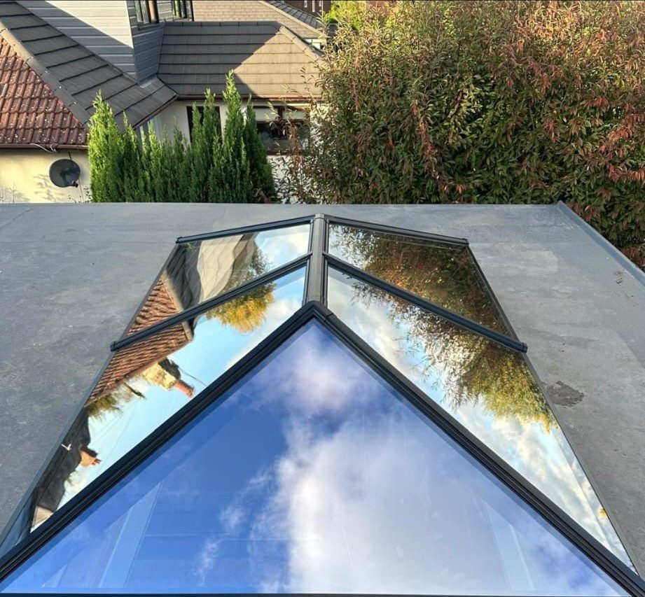 Roof lantern installed on a flat roof extension, Longmore Construction, Warrington