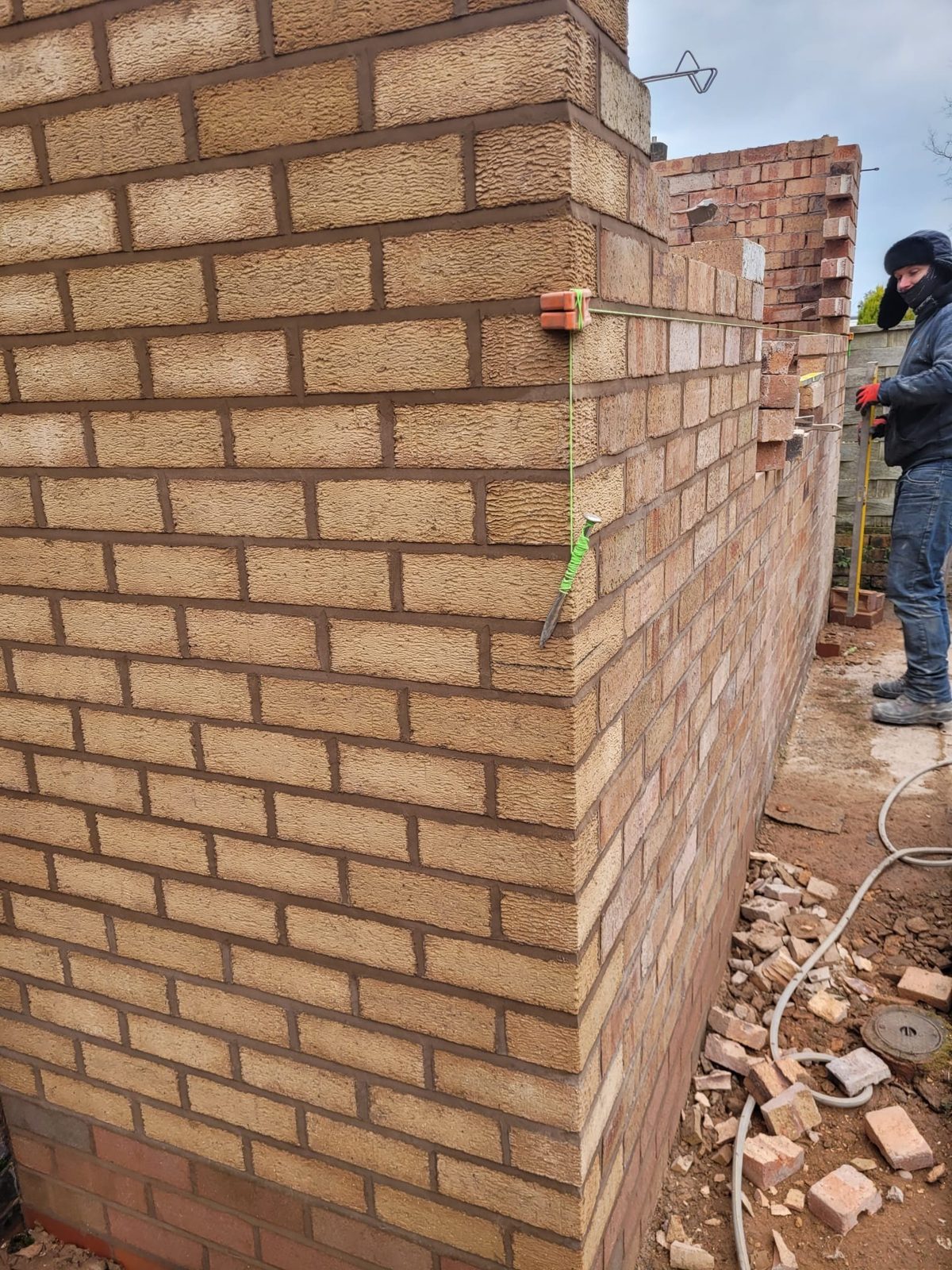 New cavity wall brickwork under way